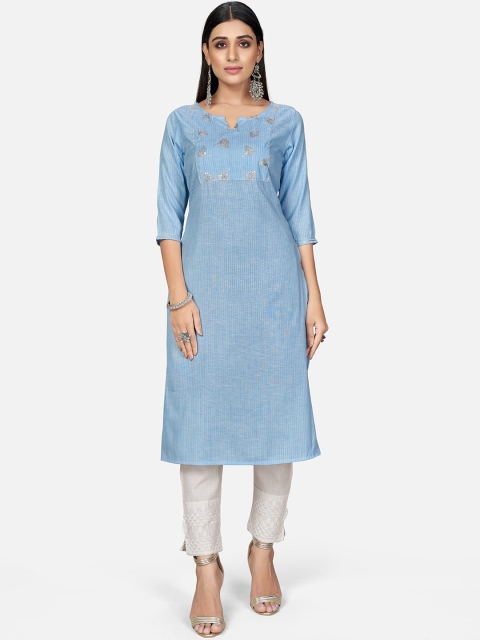 

KALINI Women Blue Yoke Design Flared Sleeves Kurta