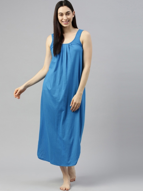 

GOLDSTROMS Women Turquoise Blue Cotton Longline Slip