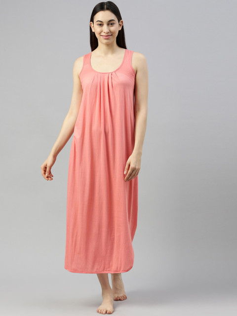 

GOLDSTROMS Women Orange Solid Cotton Nighty Slips