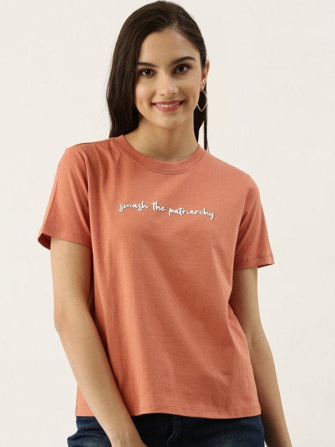 

Zink London Women Brown Cotton T-shirt