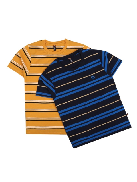 

V-Mart Boys Yellow Striped Applique T-shirt