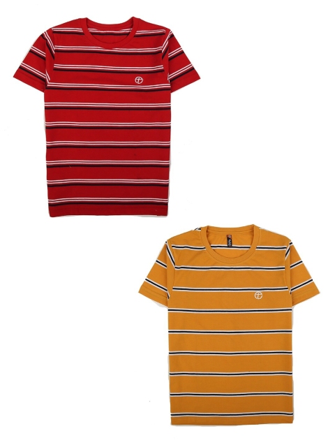 

V-Mart Boys Red Striped Applique T-shirt