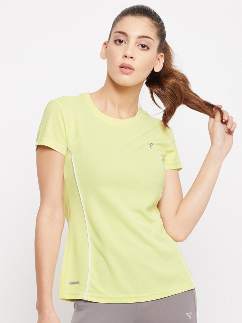 

POKER ACTIVE Women Lime Green Solid T-shirt