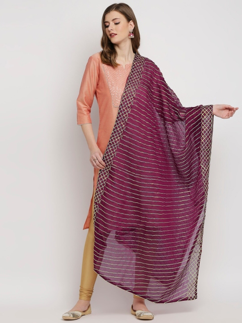 

Dupatta Bazaar Burgundy Embroidered Dupatta with Gotta Patti