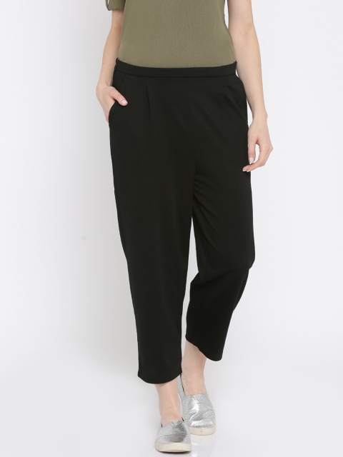 

Vero Moda Women Black Solid Tapered Fit Casual Trousers