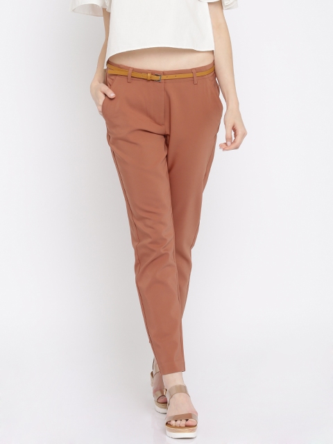 

Vero Moda Women Rust Red Solid Slim Fit Casual Trousers