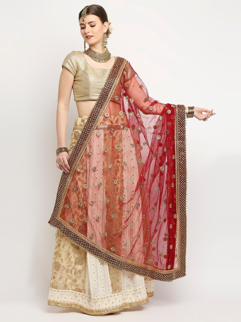 

Dupatta Bazaar Maroon Ethnic Motifs Embroidered Dupatta with Zardozi