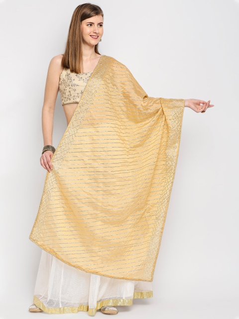 

Dupatta Bazaar Gold-Toned Embroidered Dupatta with Gotta Patti