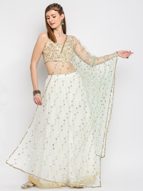 

Dupatta Bazaar Sea Green Ethnic Motifs Embroidered Dupatta with Gotta Patti