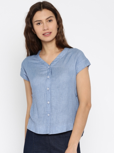 

Vero Moda Women Blue Self-Design Regular Top