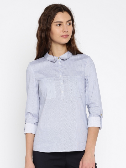 

Vero Moda Women Blue Striped Shirt Style Top