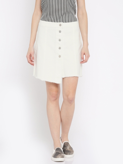 

Vero Moda White Denim A-Line Skirt