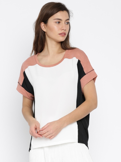 

Vero Moda Women Black & White Colorblocked Top