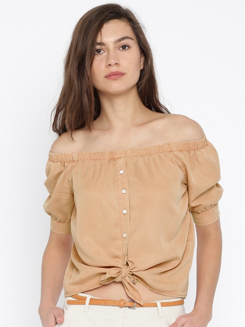 

Vero Moda Women Rust Brown Solid Bardot Top