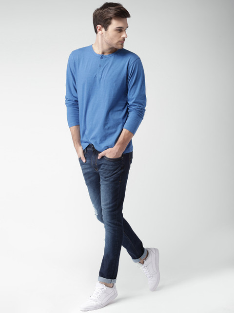 

Mast & Harbour Men Blue Skinny Fit Mid-Rise Mildly Distressed Jeans