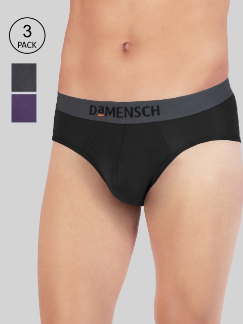 

DAMENSCH Men Pack Of 3 Solid Deo Soft Briefs DAM-MIX-B-GRP-BG-OB-PACK-3, Purple