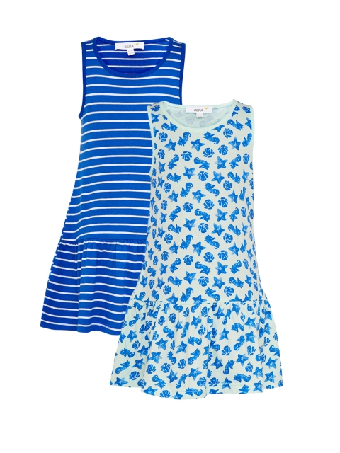 

Sera Girls Pack of 2 Printed Drop-Waist Dresses, Blue