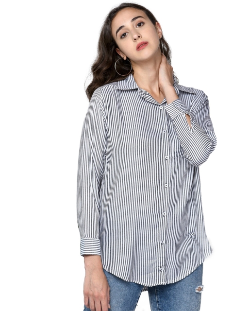 

CHIMPAAANZEE Women Black Boxy Printed Casual Shirt