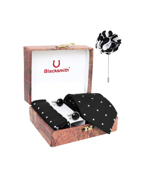 

Blacksmith Men Black Polka Dot Printed Accessory Gift Set