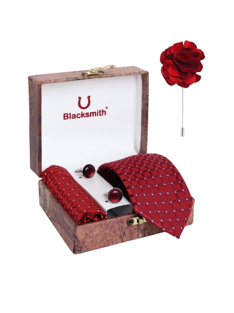 

Blacksmith Men Red Printed Accessory Gift Set