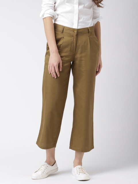 

Mast & Harbour Khaki Solid Parallel Trousers