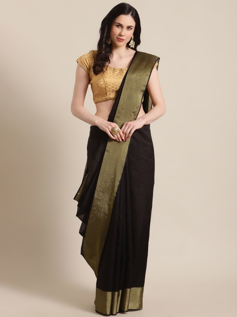 

KALINI Black & Gold-Toned Poly Silk Saree