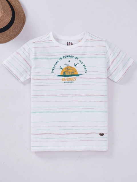 

Ed-a-Mamma Boys White & Sea Green Striped T-shirt