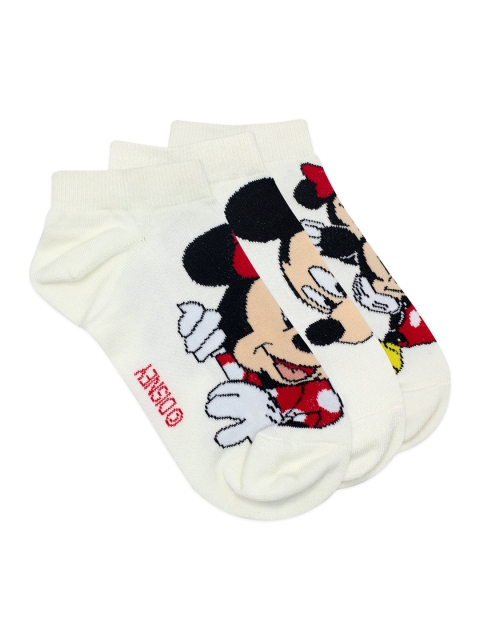 

Balenzia x Disney Women Set of 3 Mickey & Minnie Themed Lowcut Patterned Socks, Beige