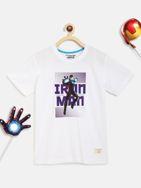 

Lil Tomatoes Boys White Typography Iron Man Printed T-shirt
