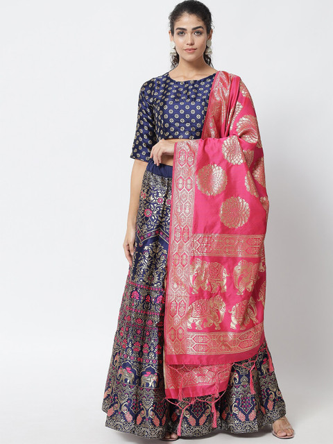 

DIVASTRI Women Navy Blue Art Silk Lehenga Choli