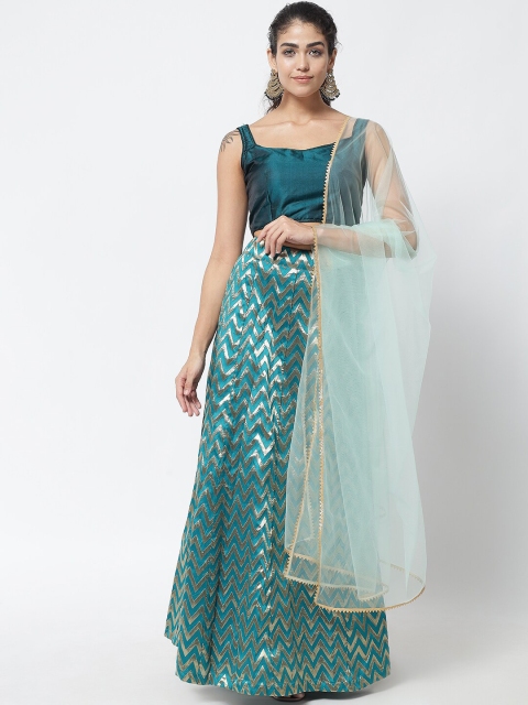 

DIVASTRI Women Turquoise Blue Embellished Art Silk Lehenga Choli