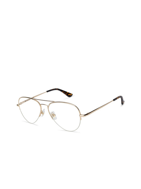 

John Jacobs Unisex Transparent & Gold-Toned Half Rim Aviator Frames