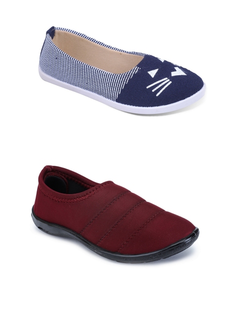 

FABBMATE Women Pack Of 2 Multicoloured Woven Design Regular Fit Slip-On Sneakers, Navy blue