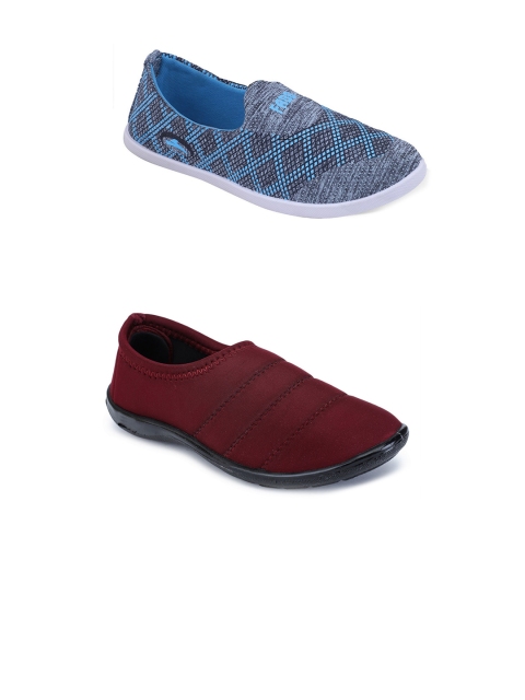 

FABBMATE Women Set of 2 Multicoloured Woven Design Slip-On Sneakers, Multi