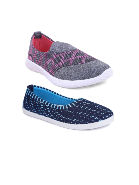 

FABBMATE Women Multicoloured Set of 2 Woven Design Slip-On Sneakers, Multi