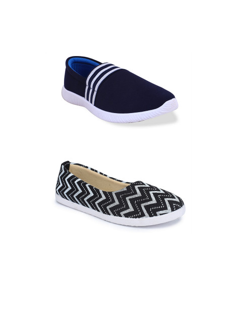 

FABBMATE Women Pack Of 2 Printed Slip-On Sneakers, Blue