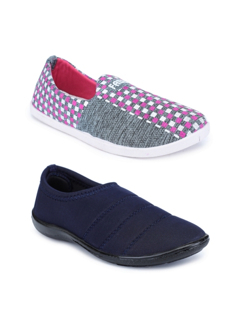 

FABBMATE Women Navy Blue Printed Set Of 2 Slip-On Sneakers