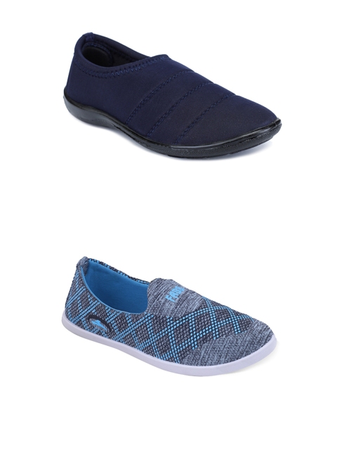 

FABBMATE Women Pack Of 2 Printed Slip-On Sneakers, Blue