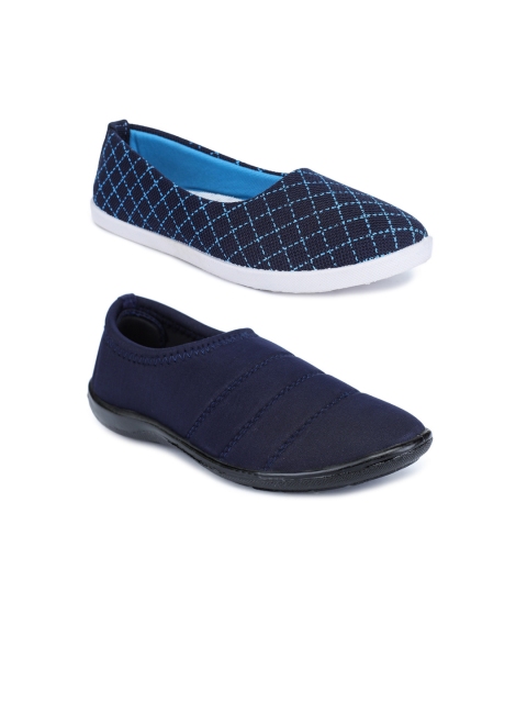 

FABBMATE Women Set Of 2 Blue Slip-On Sneakers