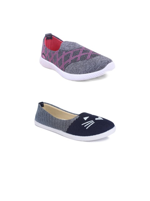 

FABBMATE Women Set Of 2 Slip-On Sneakers, Grey