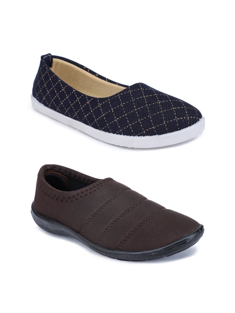 

FABBMATE Women Set Of 2 Slip-On Sneakers, Blue