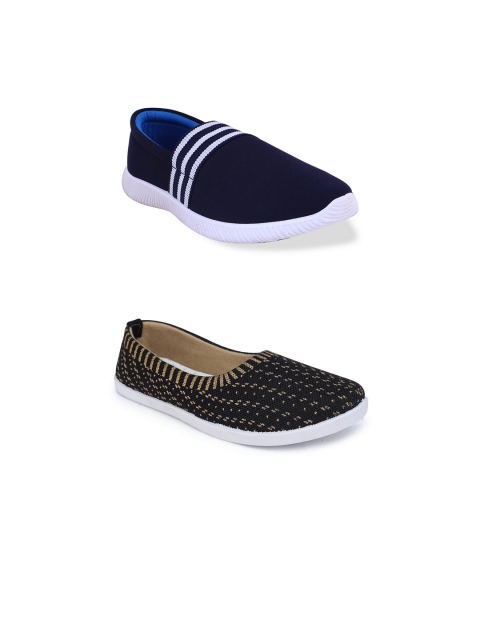 

FABBMATE Women Set Of 2 Slip-On Sneakers, Navy blue