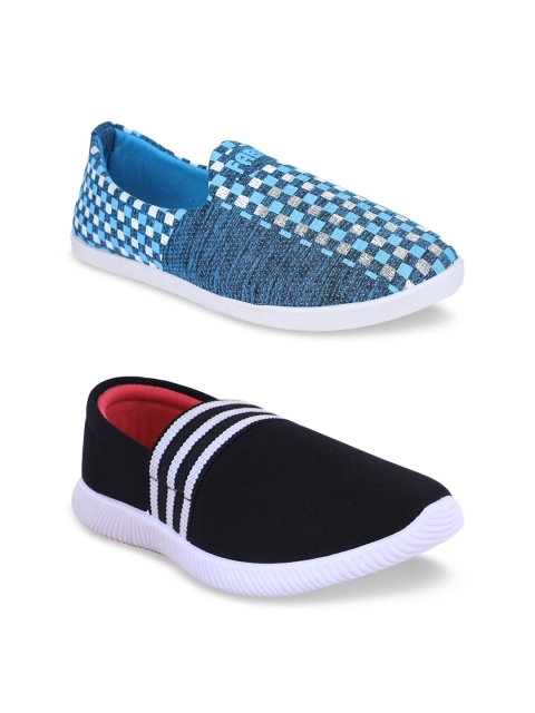 

FABBMATE Women Set Of 2 Slip-On Sneakers, Blue