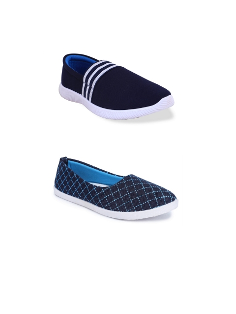 

FABBMATE Women Set Of 2 Printed Slip-On Sneakers, Blue