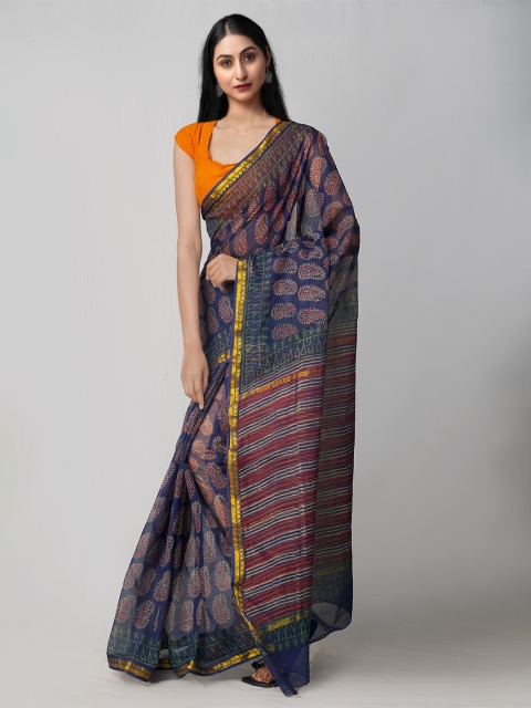 

Unnati Silks Women Blue Pure Kota Cotton Saree