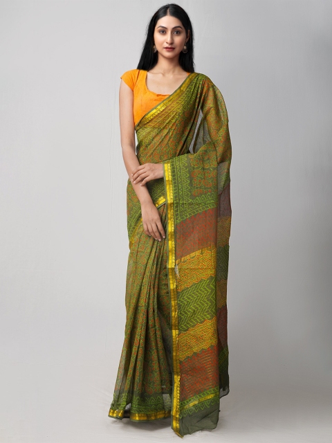 

Unnati Silks Red & Green Ethnic Motifs Printed Pure Cotton Kota Saree