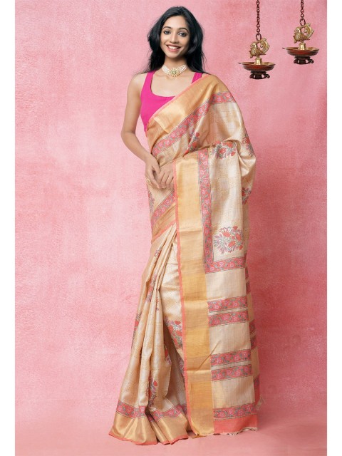 

Unnati Silks Women Brown Ghicha Tussar Pure Silk Handloom Saree