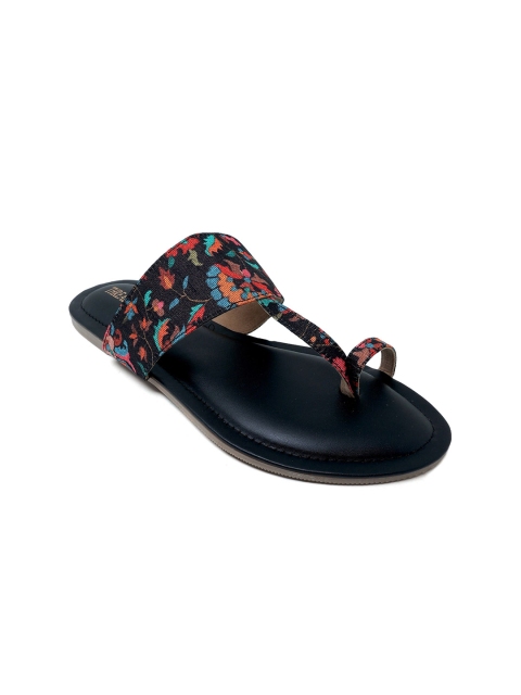 

Thread Stories Women Black Printed Ethnic T-Strap Flats