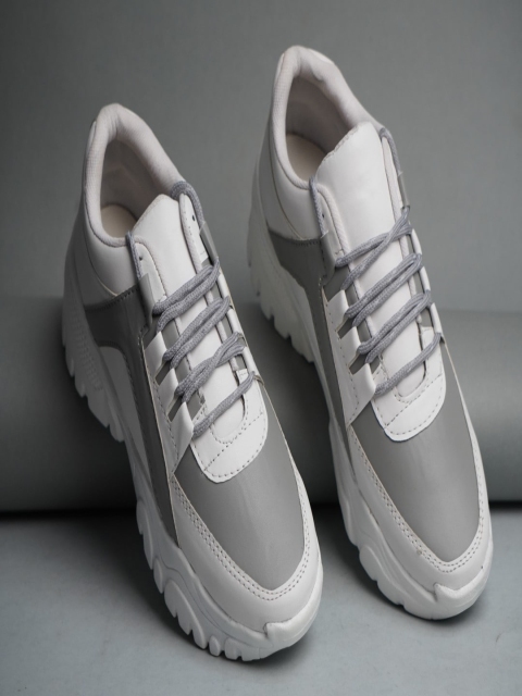 

Sanhose Women White & Grey Colourblocked Sneakers