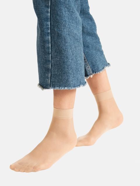 

Theater Women Beige Solid Ankle-Length Sheer Socks